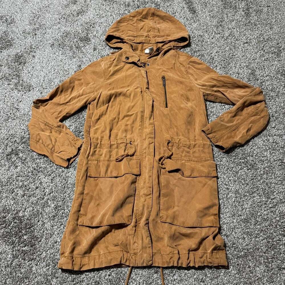 Forever 21 Brown Lightweight Hooded Anorak Utility Jacket - Size S